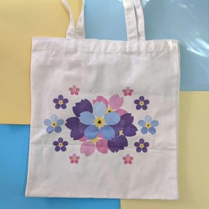 Cute Forget-Me-Not Flower Tote Bag | Aesthetic Tote Bag | Floral Tote Bag | Mothers Day Gift | Trendy Shoulder Bag | Women Gift Bag