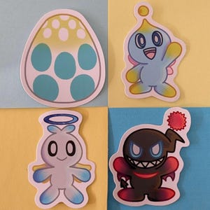 Cute Sonic The Hedgehog Baby Chao Stickers | 2 Inches | Vinyl Weatherproof Finish Baby Chaos INDIVIDUAL STICKERS!
