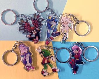 Sonic The Hedgehog Acrylic Keyring Collection Season 2 INDIVIDUAL KEYRINGS | 2.5 Inch | Double Sided Epoxy Coating | Weather Proof |