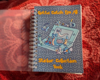 Pokemon Gotta Catch 'Em All Blue Reusable Sticker Collecting Book | A6 Sticker Book With 50 Pages | Protective Plastic