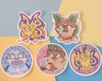 Snuu Sticker Set | Unique Magical Companions and Pets | 2 Inches | Vinyl Weatherproof Finish Adorable Fantasy Creature INDIVIDUAL STICKERS!