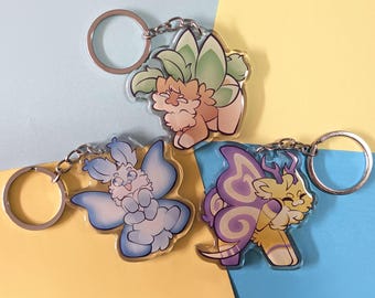 Snuu Acrylic Keyrings | Unique Magical Companions and Pets |  COMPLETE COLLECTION | 2.5 Inch | Double Sided Epoxy Coating | Weather Proof |