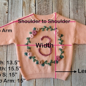 THIRD Birthday Floral Wreath Hand Embroidered Chunky Knit Sweater 3 True to size image 6