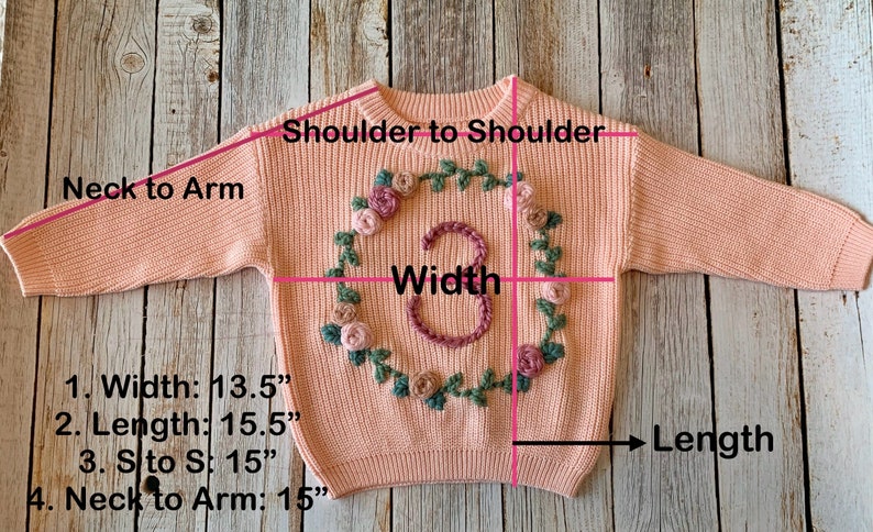 THIRD Birthday Floral Wreath Hand Embroidered Chunky Knit Sweater 3 True to size image 6