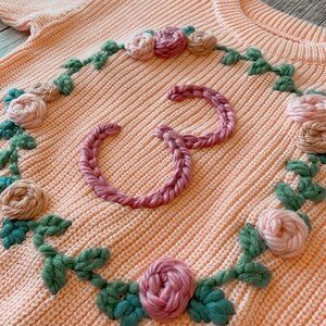 THIRD Birthday Floral Wreath Hand Embroidered Chunky Knit Sweater 3 True to size image 3