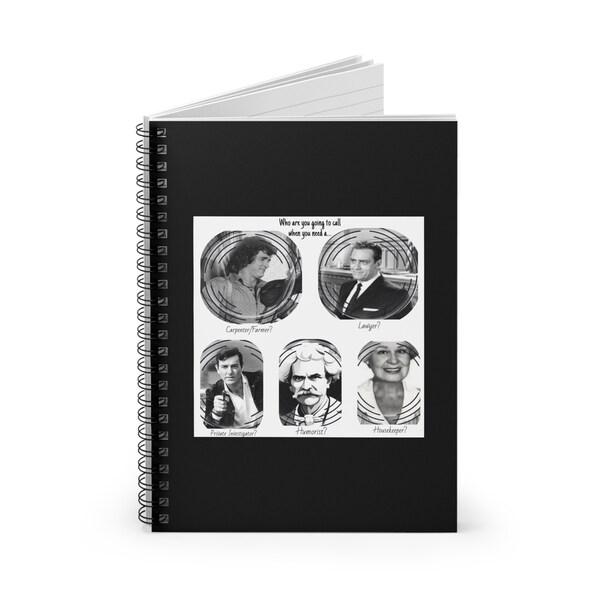 Novelty Nostalgic Spiral Notebook - Perry Mason Mannix Hazel Mark Twain Charles Ingalls