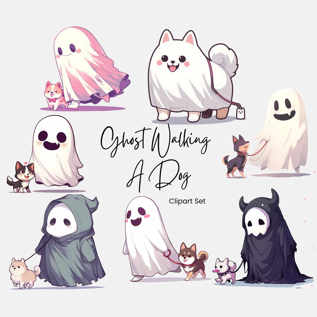 Cute Ghost Walking Dog Clipart Png, Funny Halloween Spooky Season Dog ...