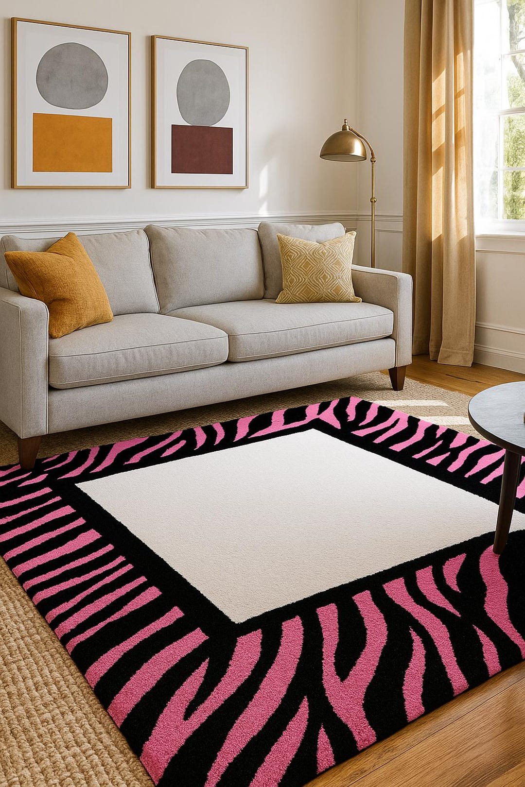 Pink Zebra Shape Rug Pink Zebra Rug: Hand-tufted Wool, Modern Eclectic Style - Etsy
