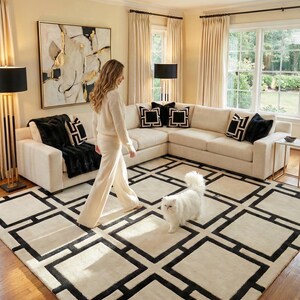Black and White Rug
Geometric Area Rug
Modern Abstract Rug
Minimalist Rug
Hand Tufted Wool Rug
Bold Square Rug
Trellis Pattern Rug
Rugs for Living Room
box pattern rug
ivory and black rug
Scandinavian Rug
12x12 Rug
Handmade White Rug