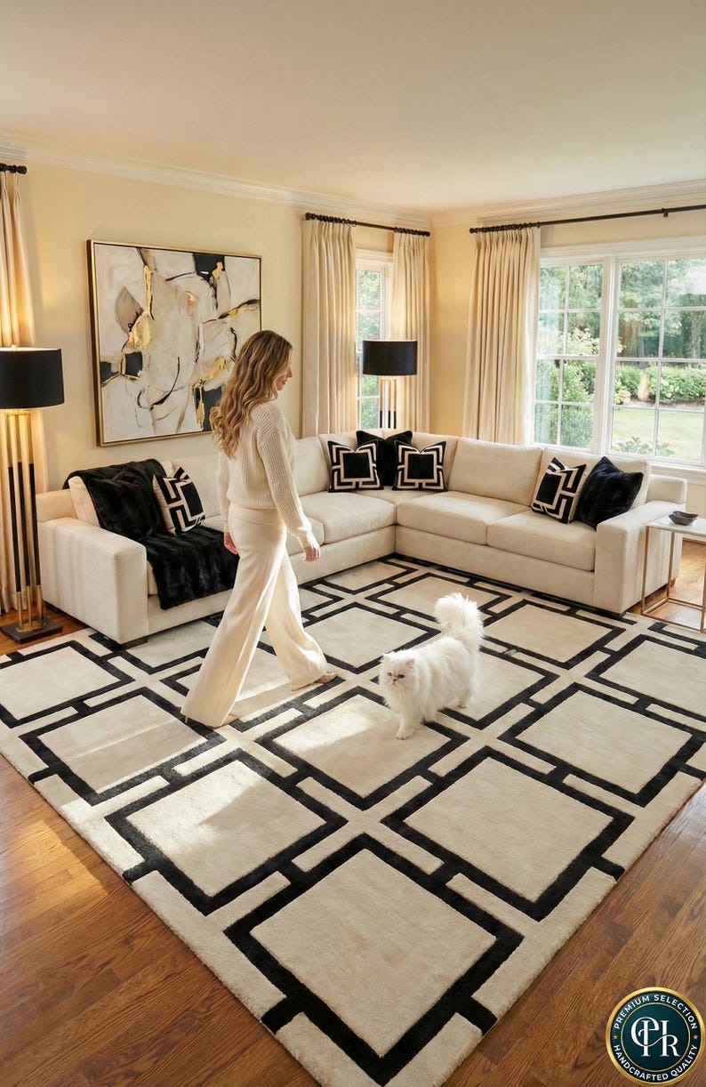 Black and White Rug
Geometric Area Rug
Modern Abstract Rug
Minimalist Rug
Hand Tufted Wool Rug
Bold Square Rug
Trellis Pattern Rug
Rugs for Living Room
box pattern rug
ivory and black rug
Scandinavian Rug
12x12 Rug
Handmade White Rug