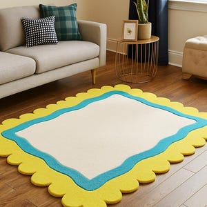 Yellow Hand-Tufted Wool Area Rug: Modern Handwoven Design