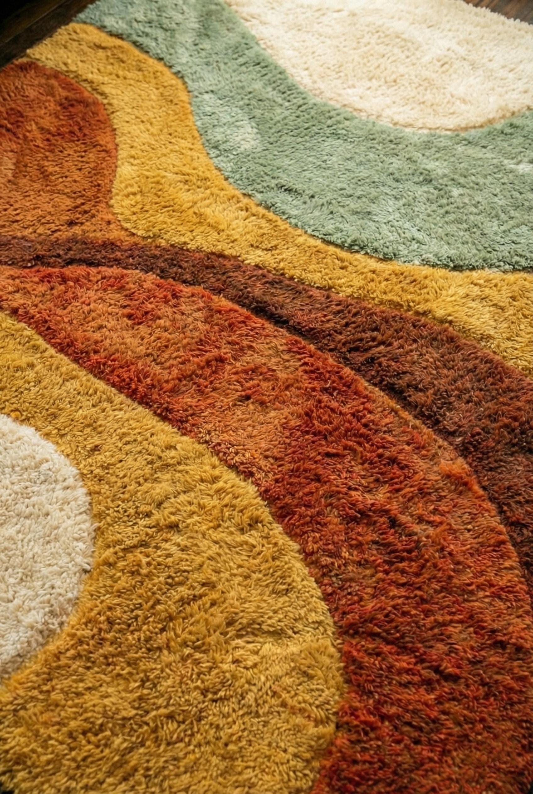 Hand-tufted Wool Shag Rug: 70s Retro Wavy Design - Etsy
