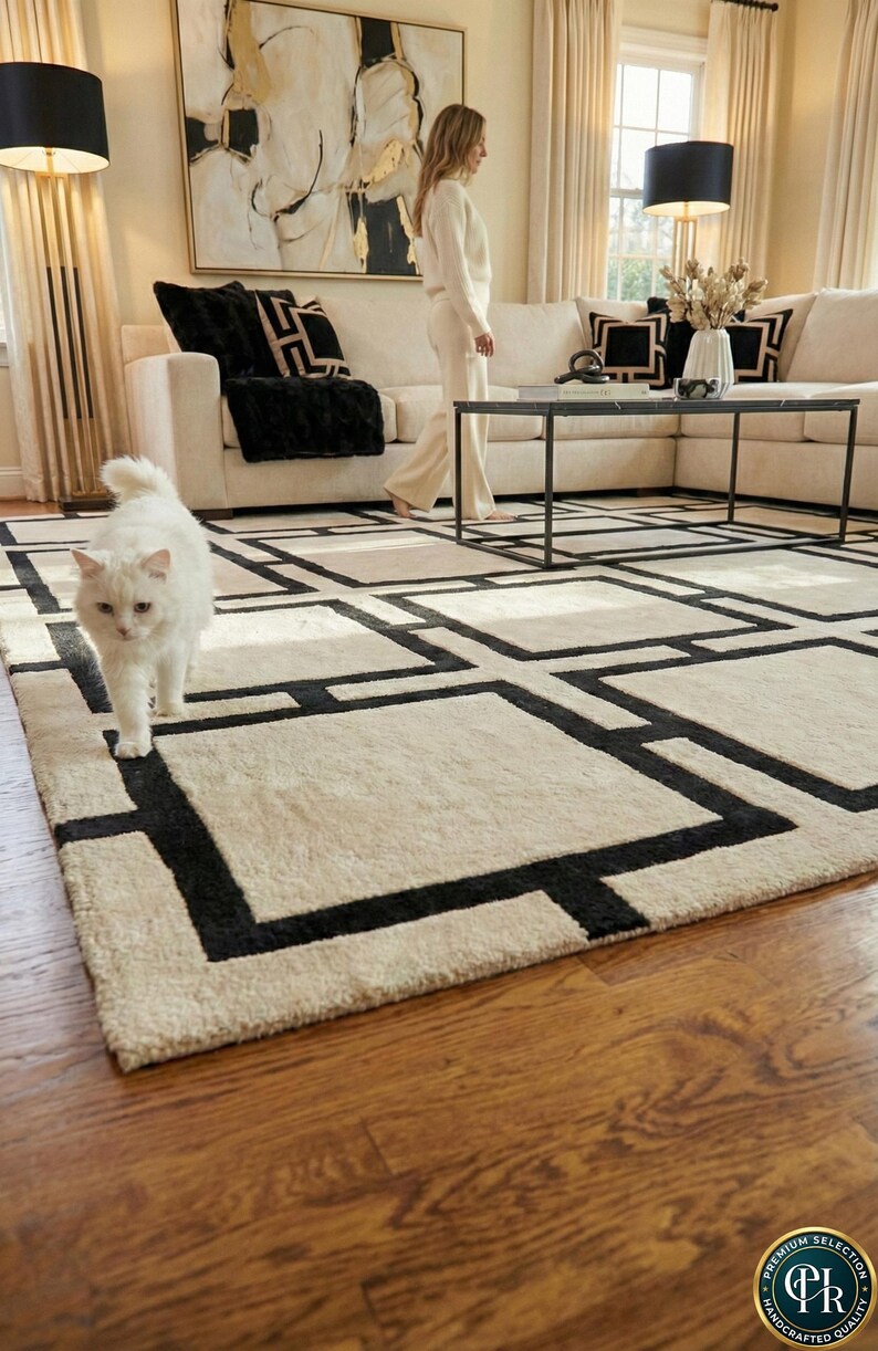 Black and White Rug
Geometric Area Rug
Modern Abstract Rug
Minimalist Rug
Hand Tufted Wool Rug
Bold Square Rug
Trellis Pattern Rug
Rugs for Living Room
box pattern rug
ivory and black rug
Scandinavian Rug
12x12 Rug
Handmade White Rug