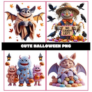 Cute Halloween Clipart Set | 30 PNG Illustrations | Instant Digital Download | Many characters | Commercial Use