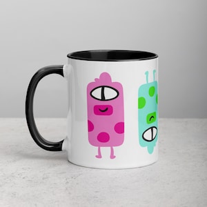Cute Monster Mug – Colorful One-Eyed Creatures Pattern – 11oz Fun Coffee Cup for Kids, Gamers & Kawaii Lovers