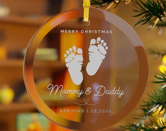2025 - Décoration en verre personnalisée empreinte de pas de bébé, souvenir de grossesse personnalisé