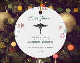 2025 - Décoration personnalisée pour étudiant en médecine, premier cadeau de Noël, céramique personnalisée