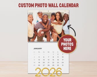 Calendrier mural photo personnalisé 2026 - Cadeau de famille personnalisé