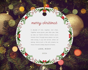 2025 - Décoration de Noël personnalisée en céramique, message souvenir personnalisé