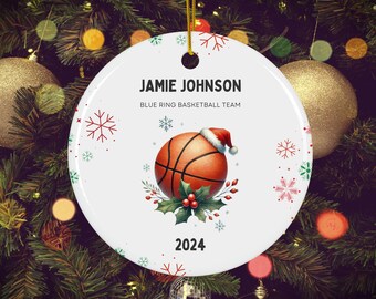 Ornement de basket-ball personnalisé en céramique, cadeau des Fêtes 2024