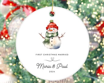 2025 - Ornement personnalisé en céramique, cadeau de premier Noël pour un marié