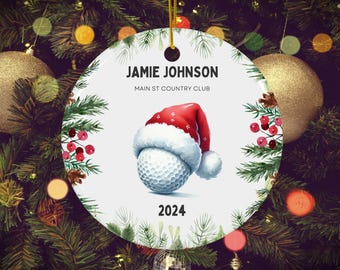 2025 - Décoration de Noël de golf personnalisée, cadeau de golfeur personnalisé en céramique