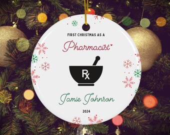 2025 - Décoration personnalisée pour pharmacien, cadeau de Noël First Rx, cadeau de remise des diplômes
