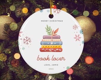 2025 - Décoration personnalisée pour amoureux des livres, décoration de Noël littéraire personnalisée