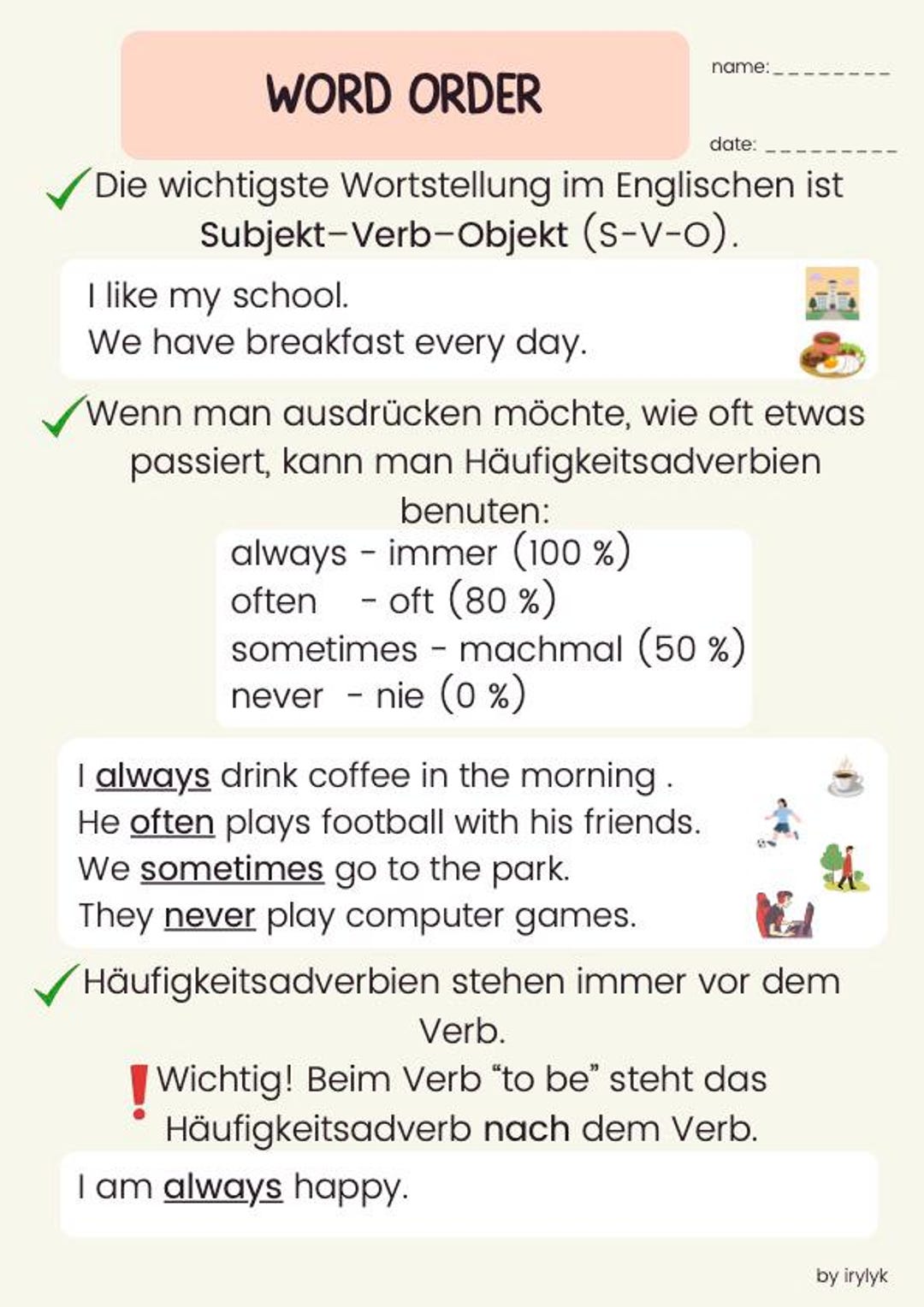 Word Order in English - Etsy