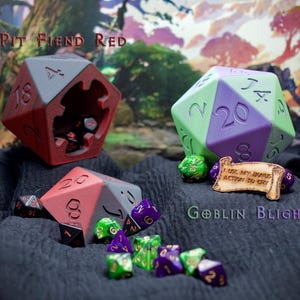 D20 Dice Holder w/ Magnetic Lid – Holds 4 Full Dice Sets – 3D Printed Polyhedral Dice Case for Dungeons & Dragons, TTRPG Accessories