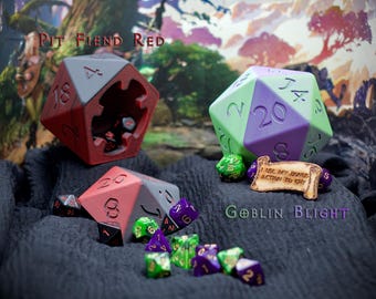 3D Printed D20 Dice Holder – Magnetic DnD Dice Vault, RPG Gift