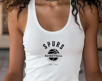 Camiseta sin mangas vintage de los San Antonio Spurs con espalda cruzada: ropa de baloncesto para mujer