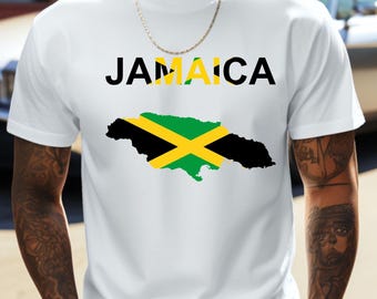 Jamaica Map Pride Tee: Unisex Jersey Short Sleeve T-Shirt
