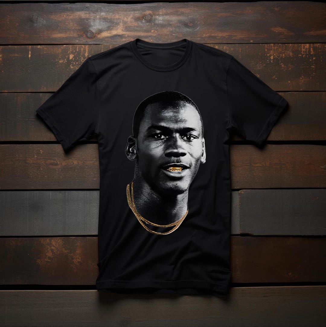Michael Jordan Graphic Tee: Gold Chain & Teeth MJ T-shirt - Etsy