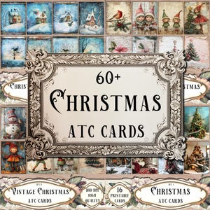 60+ Christmas ATC Cards BUNDLE, Printable Cards, Junk Journal Kit, Scrapbooking, Ephemera, Scrapbook Supplies, Journal Supplies, Collage