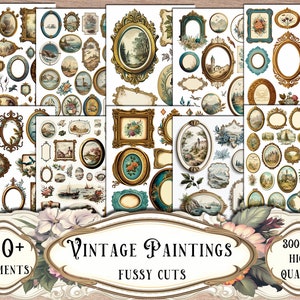 Vintage Painting Fussy Cuts: Printable Ephemera Stickers (Digital Download)