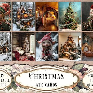 Christmas ATC Cards: Printable Ephemera, Scrapbook Kit (Digital Download)