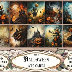 Halloween ATC Cards, Junk Journal Kit, Scrapbooking, Scrapbook Supplies, Card Making, Ephemera, Collage Sheets, ATC Patch, Paper Craft