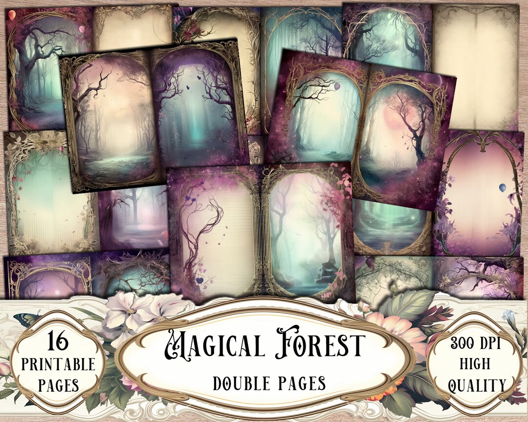 Magical Forest Junk Journal Kit: Printable Double Pages (digital Papers ...