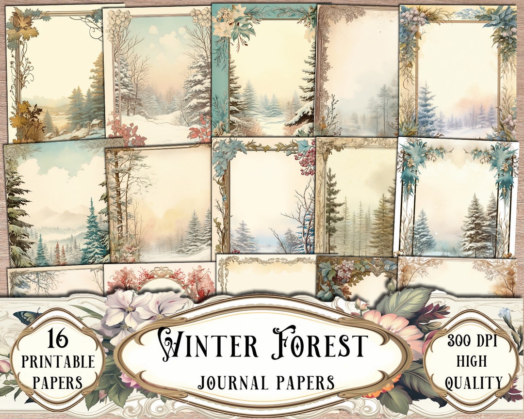 Winter Forest Journal Papers, Printable Papers, Digital Papers, Junk ...