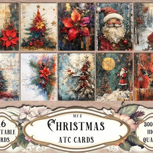 Christmas ATC Cards, Junk Journal Kit, Scrapbooking, Scrapbook Supplies, Ephemera, Collage Sheets, ATC Patch, Paper Craft, ACEO