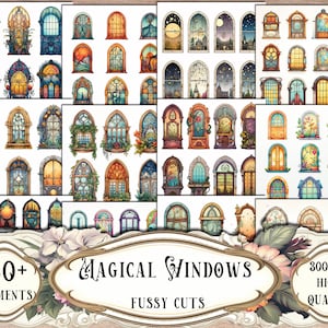 Magical Windows Fussy Cuts: Junk Journal Printable Ephemera (Digital Download)