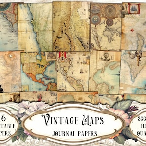 Vintage Karten Journal Papiere, druckbare Papiere, digitale Papiere, Junk Journal Kit, Collage Sheets, Ephemera, Scrapbook Zubehör, Papier Handwerk