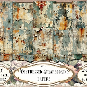 Distressed Scrapbooking Paper: Grunge Texture Collage Sheets (Digital Download)