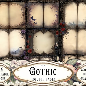 Gothic Double Journal Pages, Junk Journal Kit, Printable Papers, Digital Papers, Ephemera, Scrapbooking, Scrapbook Supplies, Paper Craft