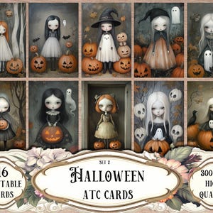 Halloween ATC Karten, Junk Journal Kit, Scrapbooking, Scrapbook Zubehör, Kartenherstellung, Ephemera, Collage Sheets, ATC Patch, Papiermodell