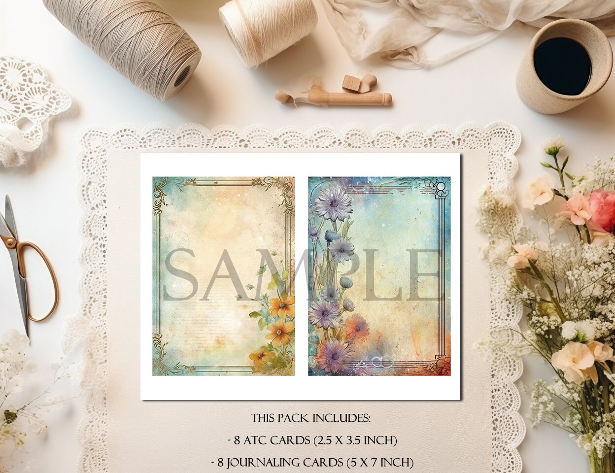 Vintage Floral Printable ATC Cards, Junk Journal Kit, Scrapbooking ...
