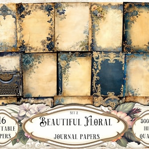 Bellissimi documenti per diario floreale, documenti stampabili, documenti digitali, kit diario spazzatura, fogli di collage, oggetti effimeri, forniture per album di ritagli, artigianato