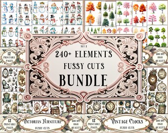 Fussy Cuts Printable Sticker Bundle: Junk Journal Ephemera (Digital Download)
