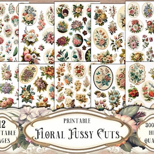 Floral Fussy Cuts: Printable Stickers for Junk Journals (Digital Download)